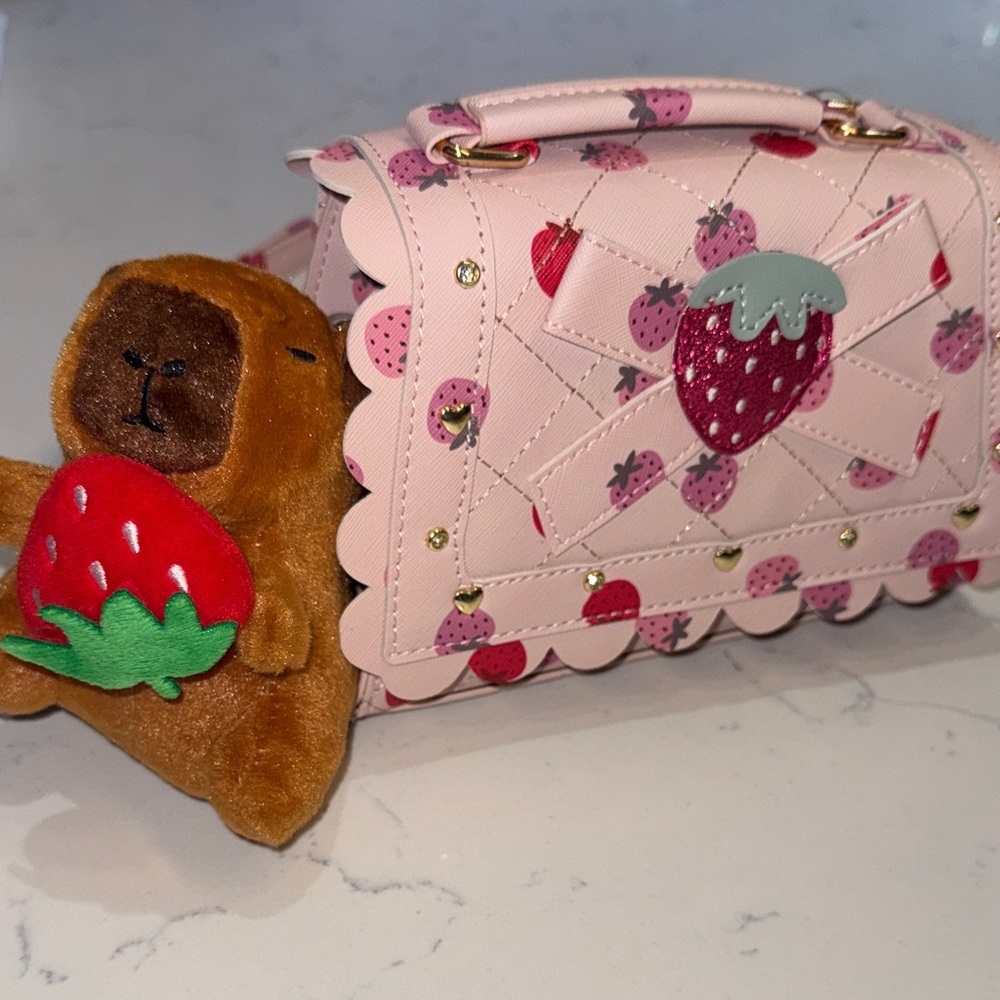 NWT Strawberry Accent Pink Crossbody Bag - Picture 4 of 9